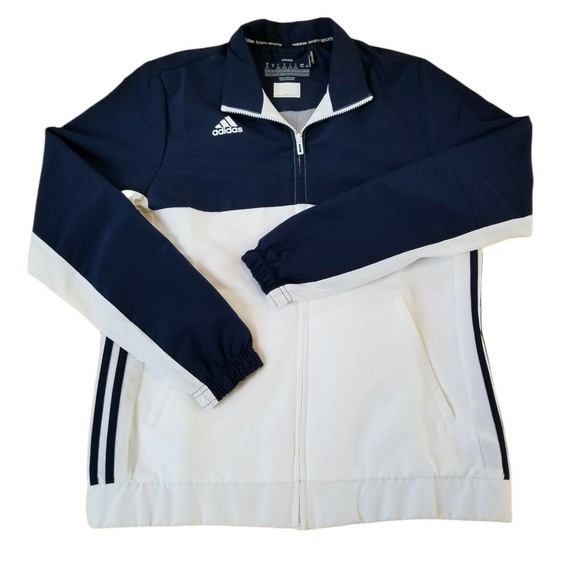 Adidas Team Sports Jacket Windbreaker women's M blue & white - Picture 1 of 4